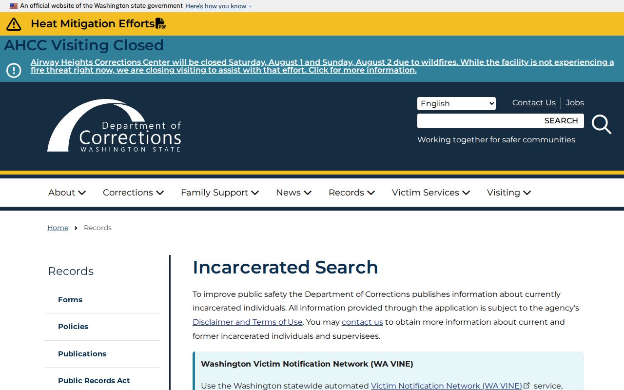 Bonney Lake people search through Washington DOC incarcerated records