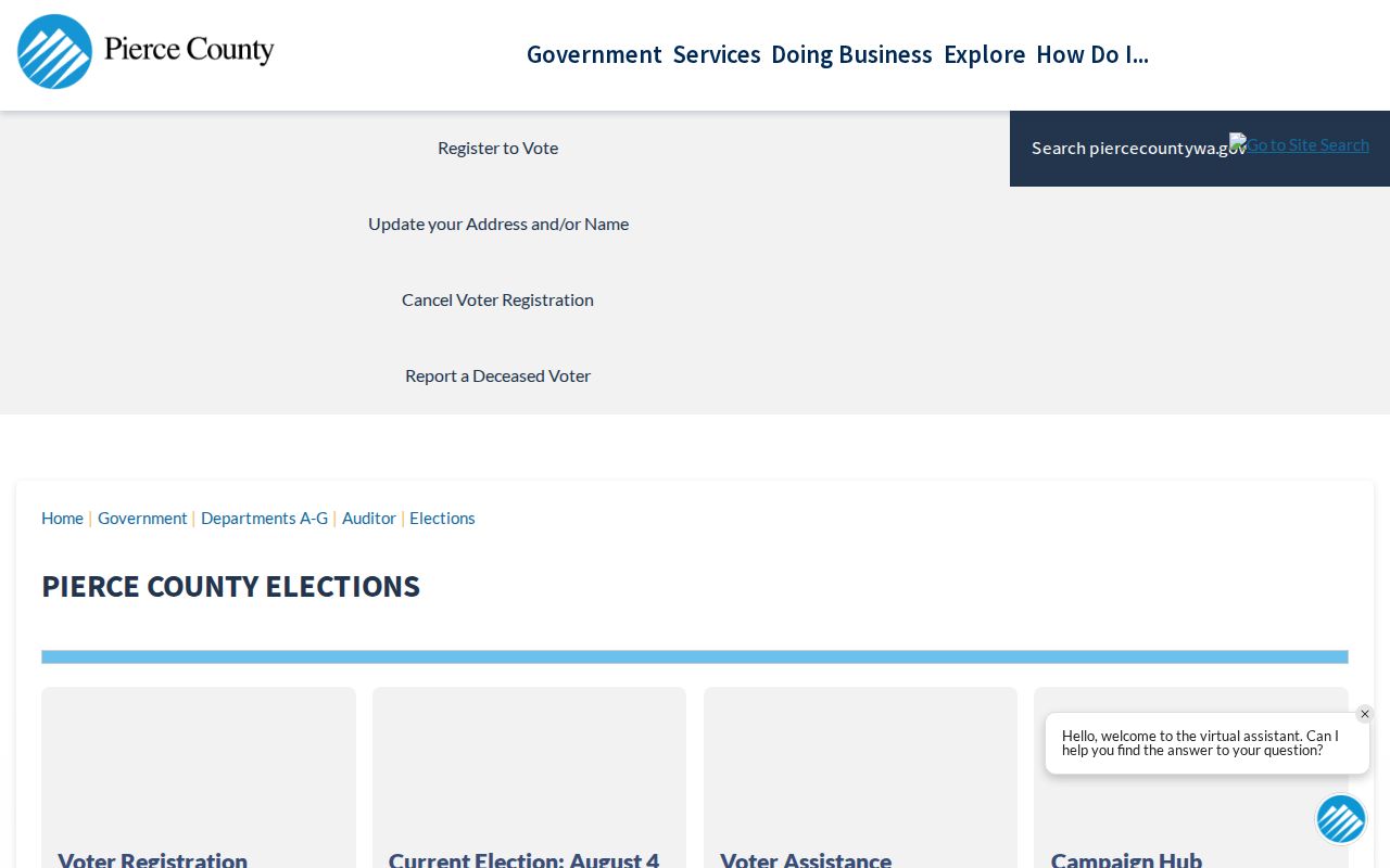 Bonney Lake voter registration records at Pierce County Elections